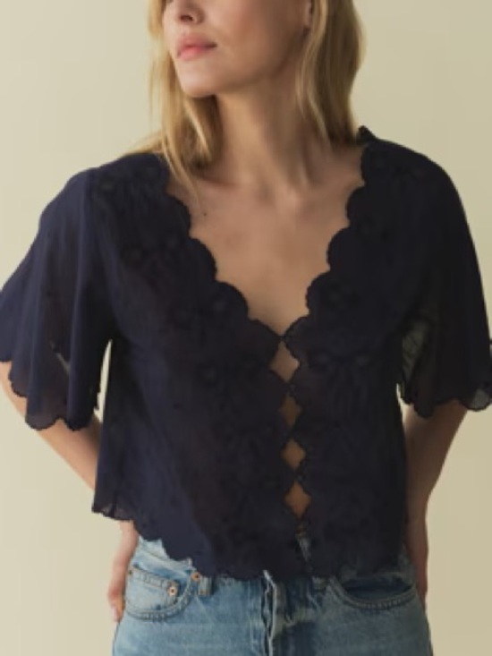 Doen Tops - Doen Navy Kacy Top, Sz M